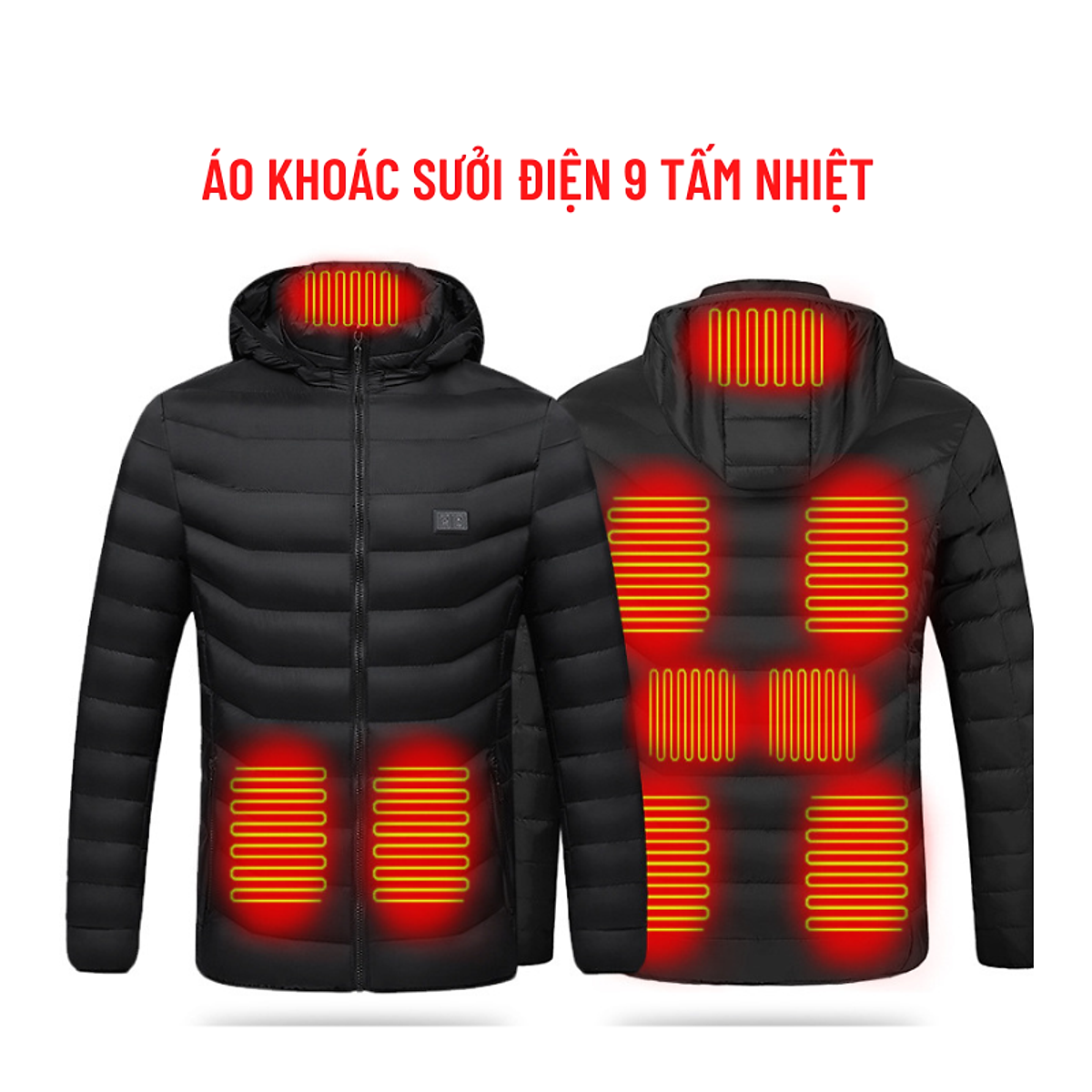 Mua ÁO KHOÁC SƯỞI ĐIỆN 9 TẤM SƯỞI , SƯỞI ẤM HỒNG NGOẠI ĐIỀU CHỈNH NHIỆT ĐỘ TỪ 30-50 ĐỘ C, SỬ DỤNG PIN SẠC DỰ PHÒNG LÊN ĐẾN 10 GIỜ - Mua Áo Khoác Sưởi Điện 9 Tấm Sưởi , Sưởi Ấm Hồng Ngoại Điều Chỉnh Nhiệt Độ Từ 30-50 Độ C, Sử Dụng Pin Sạc Dự Phòng Lên Đến 10 Giờ -