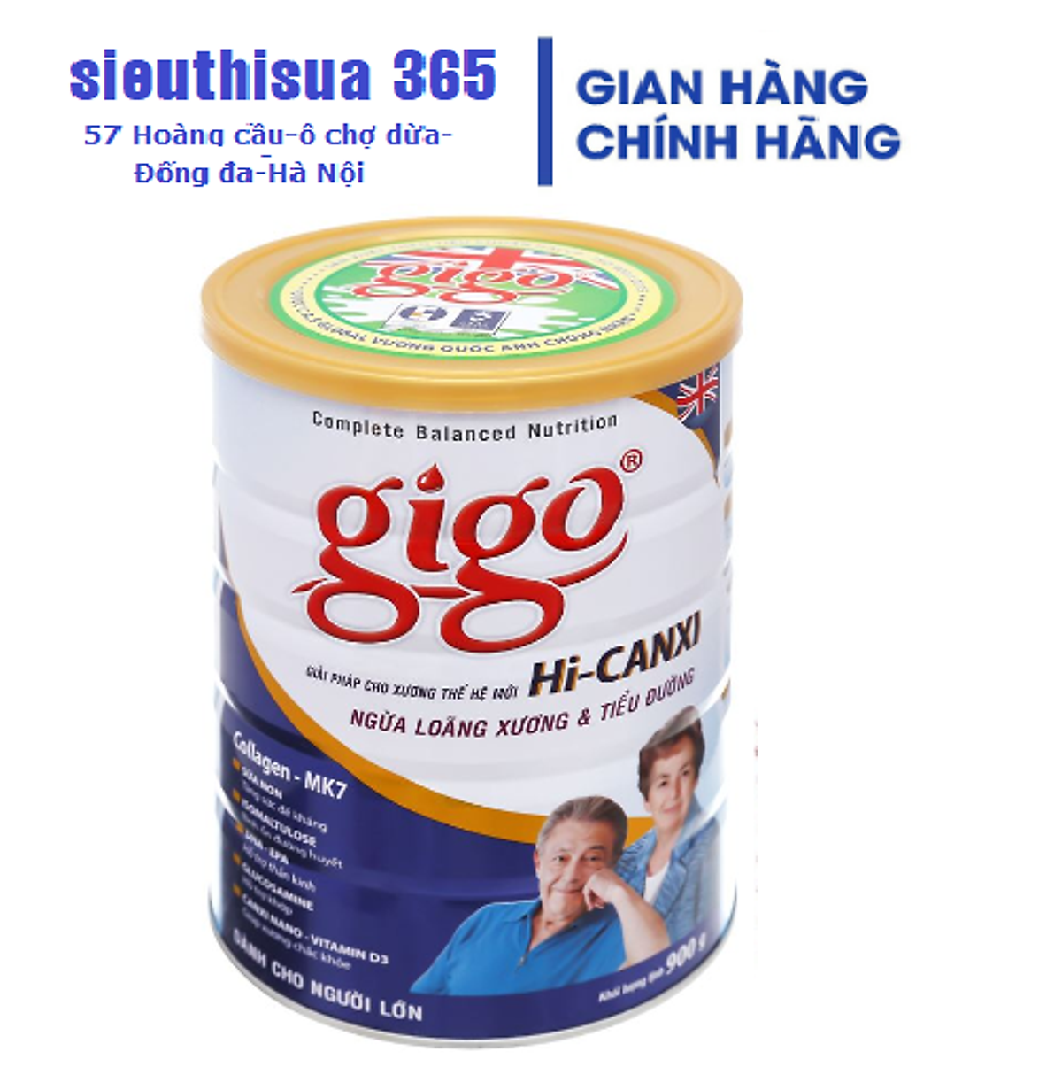HI-CANXI hiệu GIGO Gold 900 gr : sữa bột dinh dưỡng ngừa loãng xương & tiểu đường cho người trưởng thành