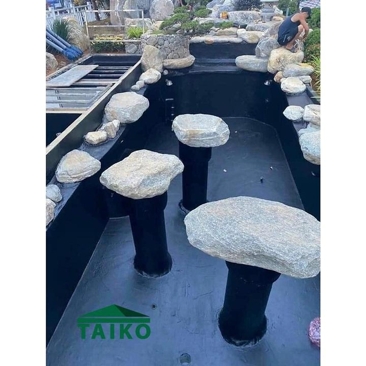 Sơn Chống Thấm Đa Năng Gốc Bitum TAIKO BITSUN NO2 - Keo Sơn Chống Thấm Bể Cá Koi, Sàn Mái Nhà, Móng Nhà, Bể Âm