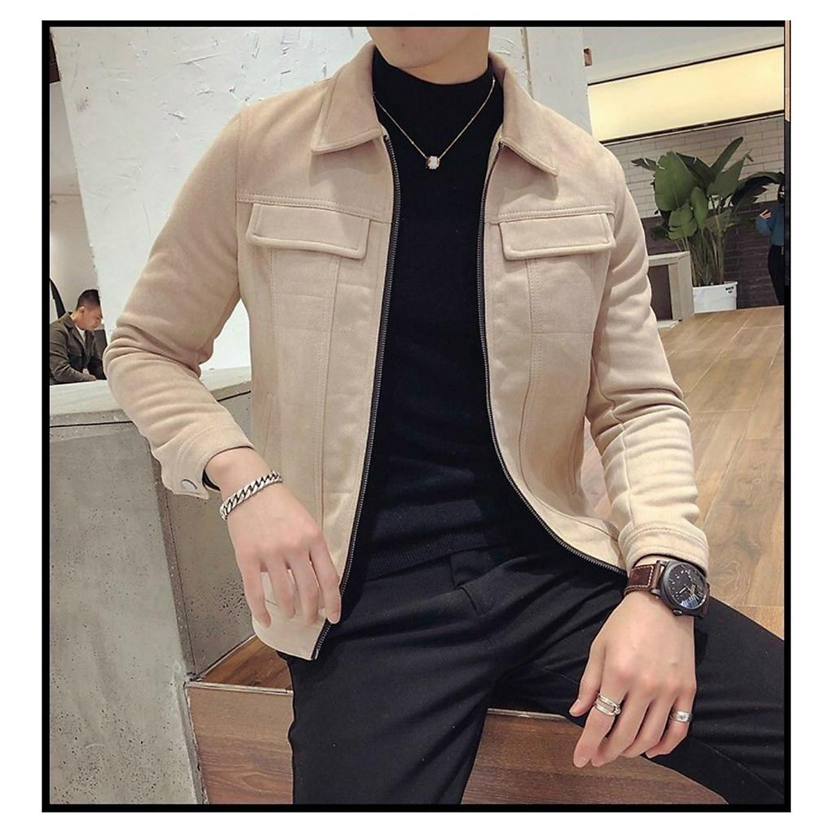 Áo khoác nam da lộn cao cấp giả túi phong cách sang trọng trẻ trung áo Áo Khoác Nam Da Lộn Cao Cấp Giả Túi Phong Cách Sang Trọng Trẻ Trung Áo