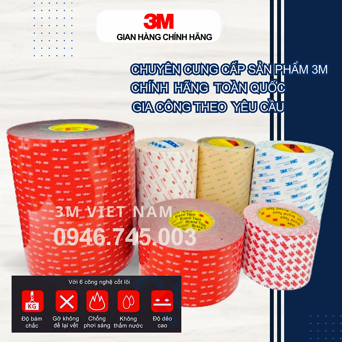 Băng keo cường lực 3M 4229P (Đỏ) 6mmx10m