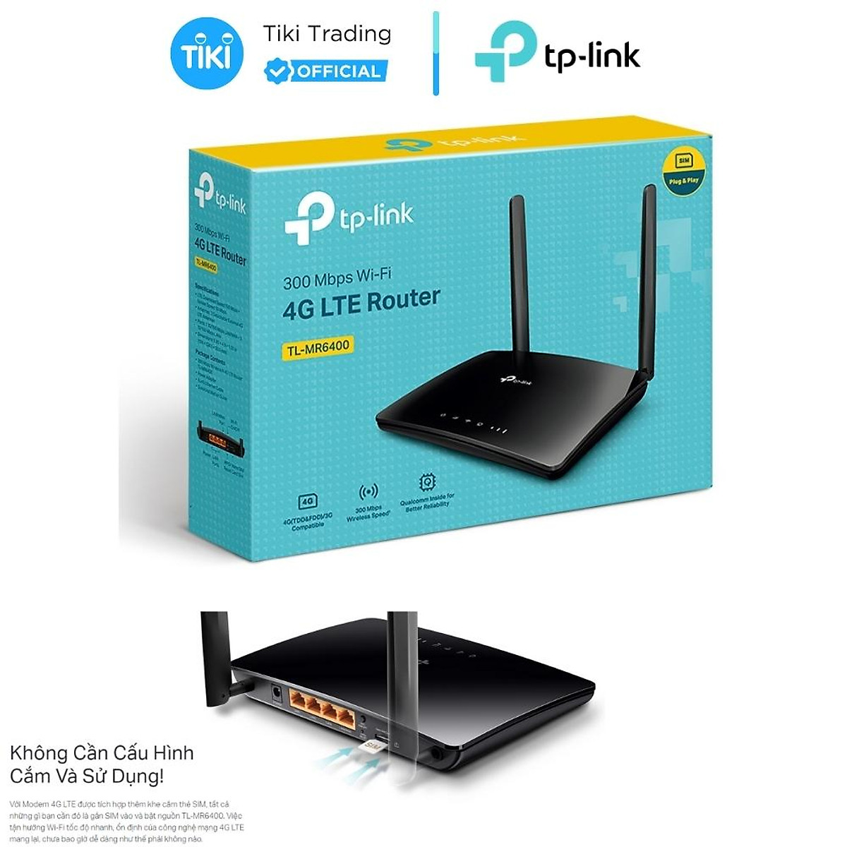 Bộ Phát Wifi 4G LTE TP-Link TL-MR6400 Chuẩn N 300Mbps - Hàng Chính Hãng