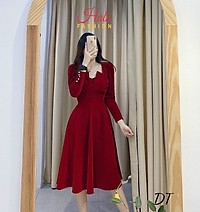 VX732 Váy nhung dài tay