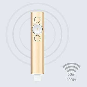 Bút trình chiếu từ xa Logitech Spotlight - không dây đến 30m, kết nối Bluetooth và USB, phóng to để nhấn mạnh, điều khiển con trỏ bật video - Hàng chính hãng