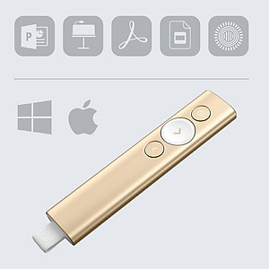 Bút trình chiếu từ xa Logitech Spotlight - không dây đến 30m, kết nối Bluetooth và USB, phóng to để nhấn mạnh, điều khiển con trỏ bật video - Hàng chính hãng