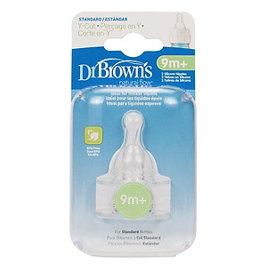 Combo 2 Núm Ty Dr.Brown's Cho Bình Sữa Cổ Thường Y Cut dành cho bé từ 9 tháng