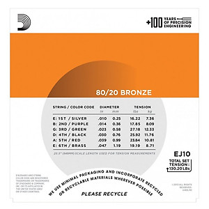 Bộ Dây Guitar D'addario Acoustic EJ-10