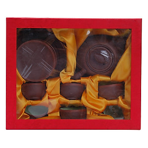 Bộ Bình Trà Đào Chỉ Đỏ S1 Gốm Sứ Bát Tràng - T571H