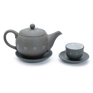 Bộ Bình Trà Gốm Đen Gốm Sứ Bát Tràng T701H