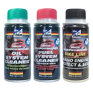 Bộ Sản Phẩm Bluechem Làm Sạch Và Bảo Dưỡng Động Cơ Xe Máy Dưới 175cc (3 x 50ml)