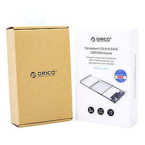 Hộp Đựng Ổ Cứng Di Động HDD Box 2.5 ORICO 2139U3 USB3.0/2.5 Nhựa Trong Suốt - Hàng Chính Hãng