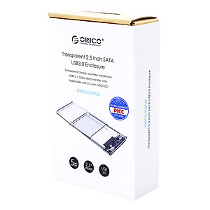 Hộp Đựng Ổ Cứng Di Động HDD Box 2.5 ORICO 2139U3 USB3.0/2.5 Nhựa Trong Suốt - Hàng Chính Hãng