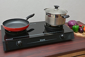 Bếp Ga Đôi Rinnai RV-7DoubleGlass(L) - Xám - Hàng Chính Hãng