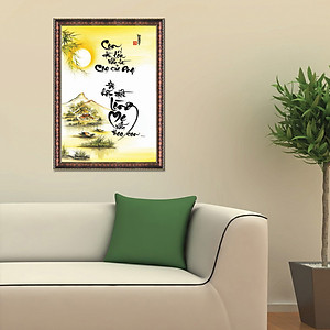 Tranh Thư Pháp LÒNG MẸ VẪN DÕI THEO CON (TP_41X56-5) (41 x 56 cm) Thế Giới Tranh Đẹp