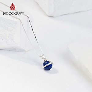 Mặt Dây Chuyền Phong Thủy Đá Lapis Lazuli 1 Hạt Tặng Dây Chuyền Bạc (8mm) Mệnh Thủy, Mộc Ngọc Quý Gemstones