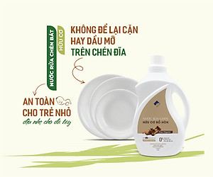 Nước rửa chén hữu cơ Bồ hòn Ecocare tinh dầu Vỏ Cam 2000ml