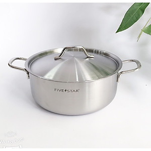 Bộ Nồi Inox 430 cao cấp 1 Đáy Fivestar 3 Chiếc Nắp Inox , dùng được mọi bếp , tặng 1 rổ inox 22cm