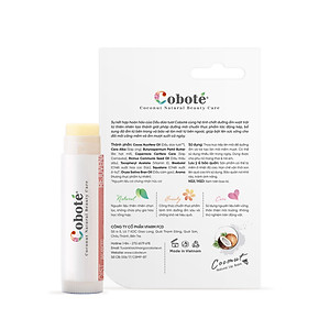 Son Dưỡng Môi Thiên Nhiên Cobote - Hương dâu, Dưỡng Ẩm, Chống Lão Hóa, Tái Tạo Tế Bào Với Công Thức Độc Quyền Từ Dừa Bến Tre