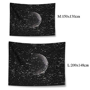 Combo bộ thảm tranh treo tường họa tiết dải ngân hà bằng vải mỏng và dây đèn led đom đóm trang trí (vải+ dây led+đinh)