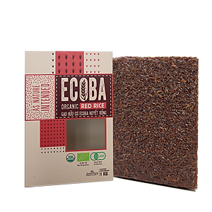 Gạo lứt đỏ hữu cơ cao cấp - ECOBA Huyết Rồng 1kg - Cơm mềm dễ ăn - Gạo lứt ăn kiêng