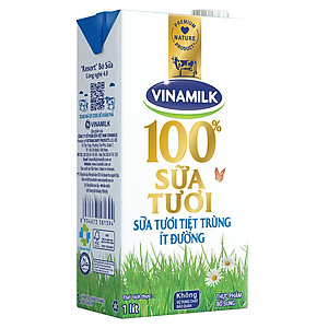 Thùng 12 Hộp Sữa Tươi Tiệt Trùng Vinamilk 100% Ít Đường (1L)