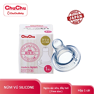Combo : Bình Sữa Thủy Tinh G-150ml ChuchuBaby + Núm Vú Silicon ( Box type, chống đầy hơi ) ChuchuBaby