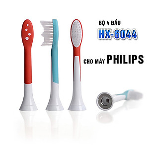 cho máy Philips Sonicare HX3, HX6, HX7, HX8, HX9, R, FlexCare +, FlexCare, HealthyWhite, HydroClean, EasyClean, DiamondClean, Bộ 4 đầu bàn chải đánh răng điện HX-6044 