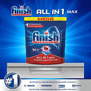 Túi 94 viên rửa chén Finish All In 1 Max Dishwasher Tablets QT09442