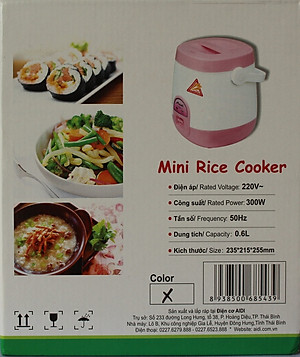 Nồi cơm điện mini cặp lồng Aidi MR-SM 88N (0,6 lít) -Màu Ngẫu Nhiên - Hàng Chính Hãng