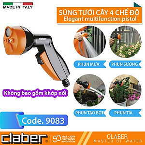 Vòi Tưới Cây Đa Năng Claber Elegant 9083, nhựa ABS, kết nối nhanh, tưới 4 chế độ
