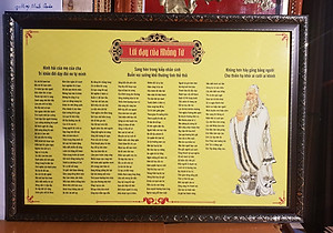 TRANH CHỮ LỜI DẠY KHỔNG TỬ - IN DẦU TRÊN LỤA CAO CẤP