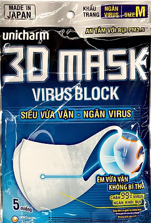 Khẩu Trang Unicharm 3D Mask High Block size M