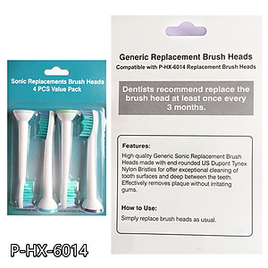 Cho máy Philips Sonicare, Bộ 4 đầu bàn chải đánh răng điện HX-6014, dòng máy HX3, HX6, HX7, HX8, HX9, R, FlexCare +, FlexCare, HealthyWhite, HydroClean, EasyClean, DiamondClean-Phá tan mảng bám, cho răng sáng bóng