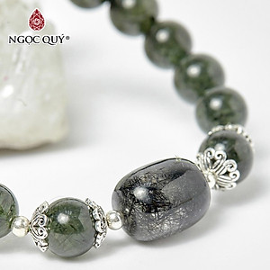 Vòng thạch anh tóc xanh phối charm bạc mệnh hỏa, mộc - Ngọc Quý Gemstones