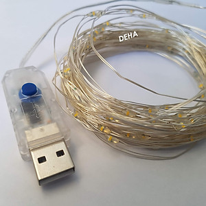 Dây đèn nháy Led đom đóm trang trí nguồn USB Điều khiển từ xa chọn 8 chế độ nháy màu vàng nắng, bóng đèn nháy cao cấp decor nhà cửa, lễ tết, lều trại du lịch