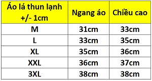 ÁO LÁ THUN LẠNH NHIỀU SIZE