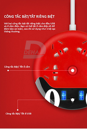 Ổ cắm kéo dài đa năng kèm nguồn USB sạc điện thoại hình mèo dễ thương, có kệ để điện thoại nhỏ gọn tiện dụng