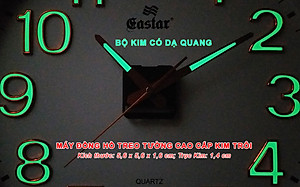 MÁY ĐỒNG HỒ TREO TƯỜNG KIM TRÔI CAO CẤP EASTAR – BỘ KIM VÀNG ĐỒNG CÓ DẠ QUANG  – KÈM PIN MAXELL