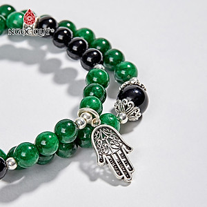 Vòng 2 Line Đá Cẩm Thạch Sơn Thuỷ Phối Charm Bạc (6mm) Ngọc Quý Gemstones