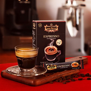 Cà Phê Đen Hòa Tan Espresso KING COFFEE - Hộp 15 gói x 2.5g