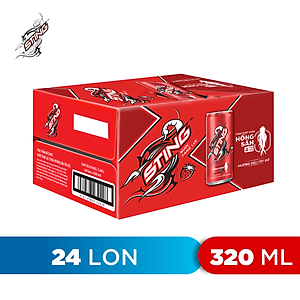Thùng 24 Lon Nước Tăng Lực Sting Dâu (320ml/Lon)