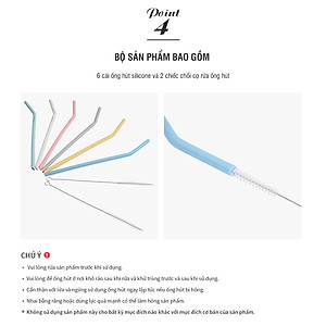 Bộ 6 Ống Hút Silicone Có Thể Tái Sử Dụng Kèm 2 Cọ Rửa Lock&Lock TLL080 ( 250 x 78 mm)