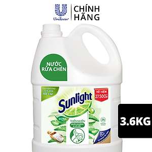 Nước Rửa Chén Bát Sunlight Thiên Nhiên Muối Khoáng & Lô Hội 3.6kg