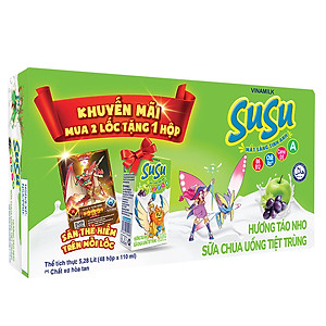 Sữa chua uống hương táo nho Vinamilk Susu - Thùng 48 hộp 110ml.