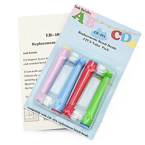 Cho máy Oral-B Braun,  Bộ 4 đầu bàn chải đánh răng điện - Trẻ em, cho mọi loại máy - EB10A