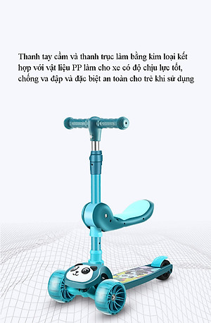 Xe Trượt Scooter Trẻ Em Có Ghế Gấp Gọn 3 Bánh Phát Sáng, Có Nhạc Và Đèn Báo, Dành Cho Bé Từ 2-12 Tuổi