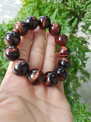 Vòng tay đá mắt hổ nâu đỏ 16 li