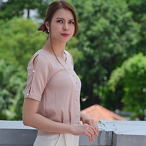 Áo Kiểu Nữ Đẹp Áo Xẻ Tay Thời trang thiết kế Hity TOP127 (Cafe Latte)