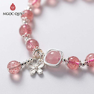 Vòng tay đá thạch anh dâu phối thạch anh hồng mệnh hỏa, thổ - Ngọc Quý Gemstones