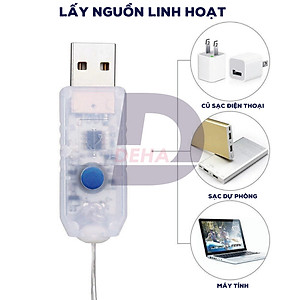 Đèn led đom đóm DEHA trang trí 10 mét đầu cắm USB kèm điều khiển 8 chế độ nháy